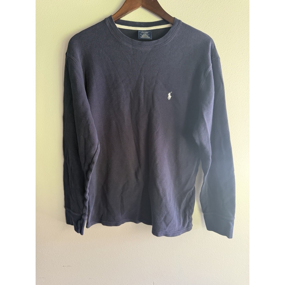 Polo Ralph Lauren Waffle Knit Sleep Shirt Navy Long Sleeve Pony Logo Size‎ L